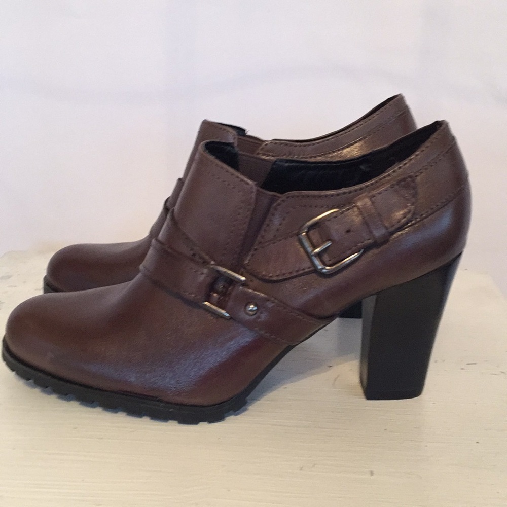 Audrey Brooke Brown Heeled Booties